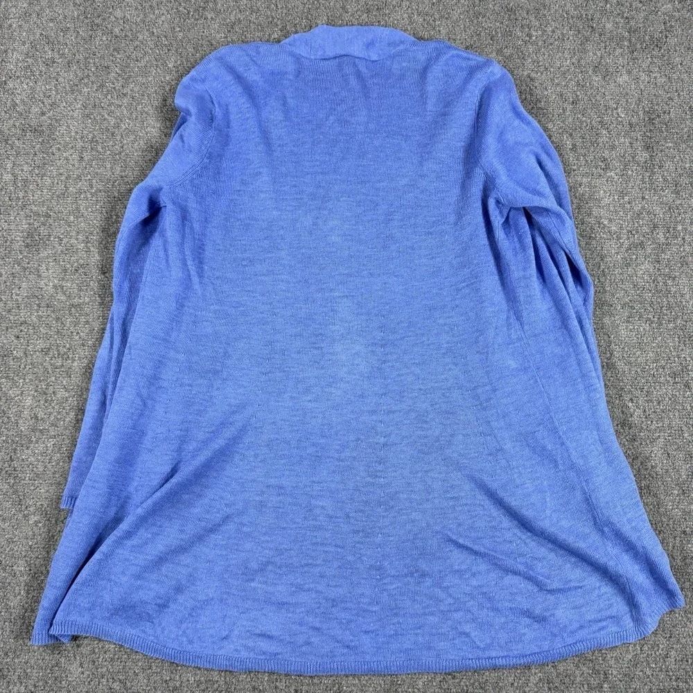 Eileen Fisher Linen Cardigan Sweater Womens XS Blue Open Front Knit Lightweight